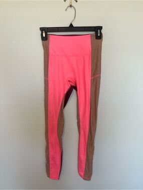 Fabletics Pink and Tan Motion365+ Colorblock Leggings